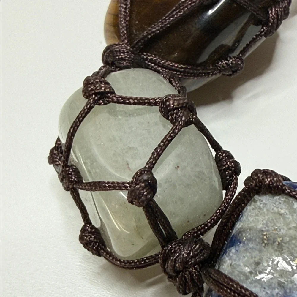 Bohemian Multicolor netted Gemstone Beaded Bracelet big rocks suncatcher
